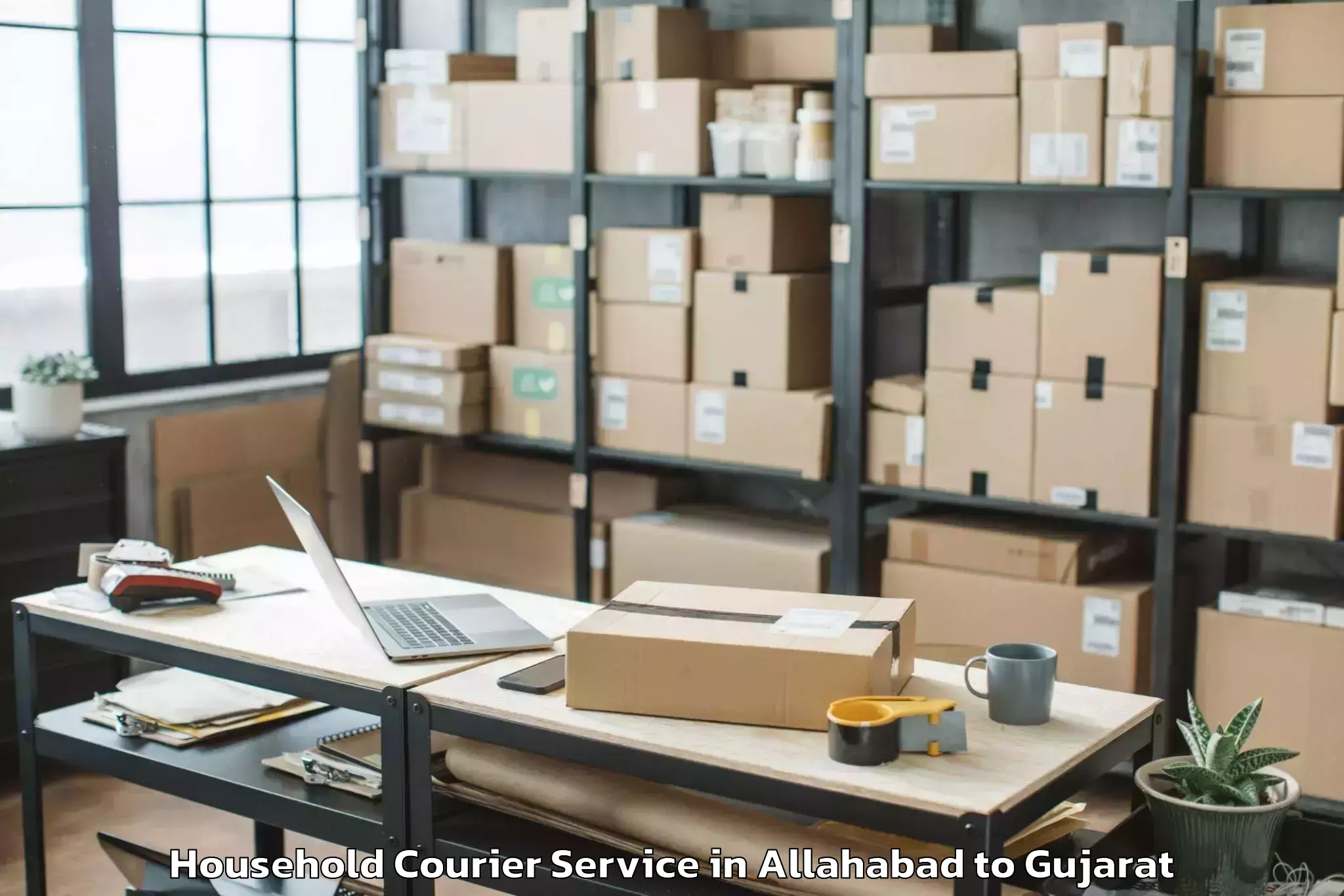 Trusted Allahabad to Satlasana Household Courier